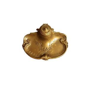Antique brass inkwell/pen tray by art nouveau